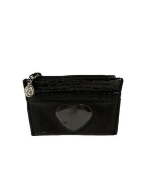 BRIGHTON Sheffield Black Italian Leather coin purse Pouch Bag Id Holder Cards